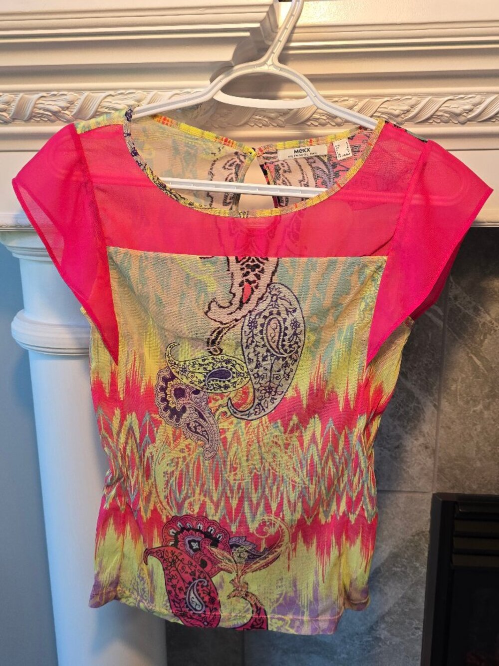 Mexx Vintage Psychedelic Paisley Mesh Blouse - Size S